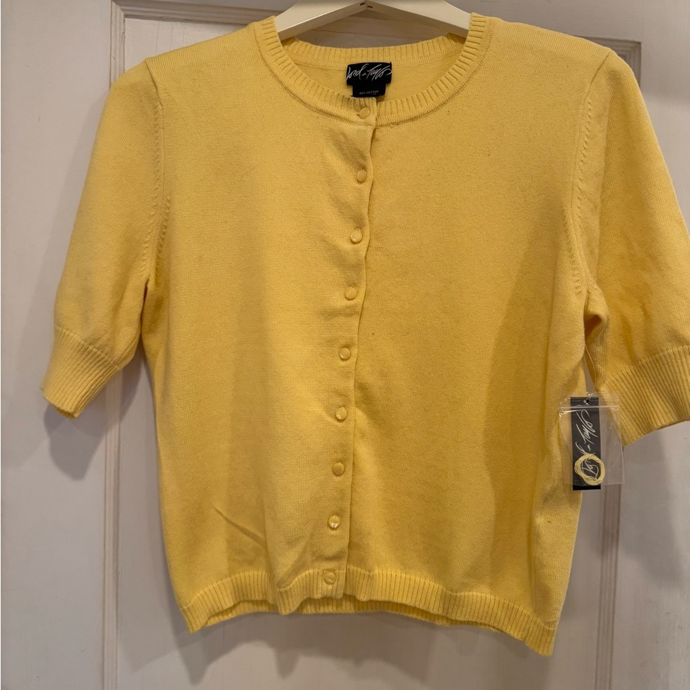 Lord & Taylor Yellow Cardigan Sweater